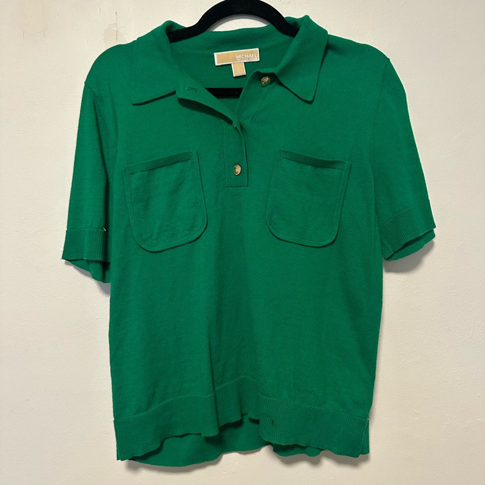 Michael Kors Vibrant Green Button Down Shirt